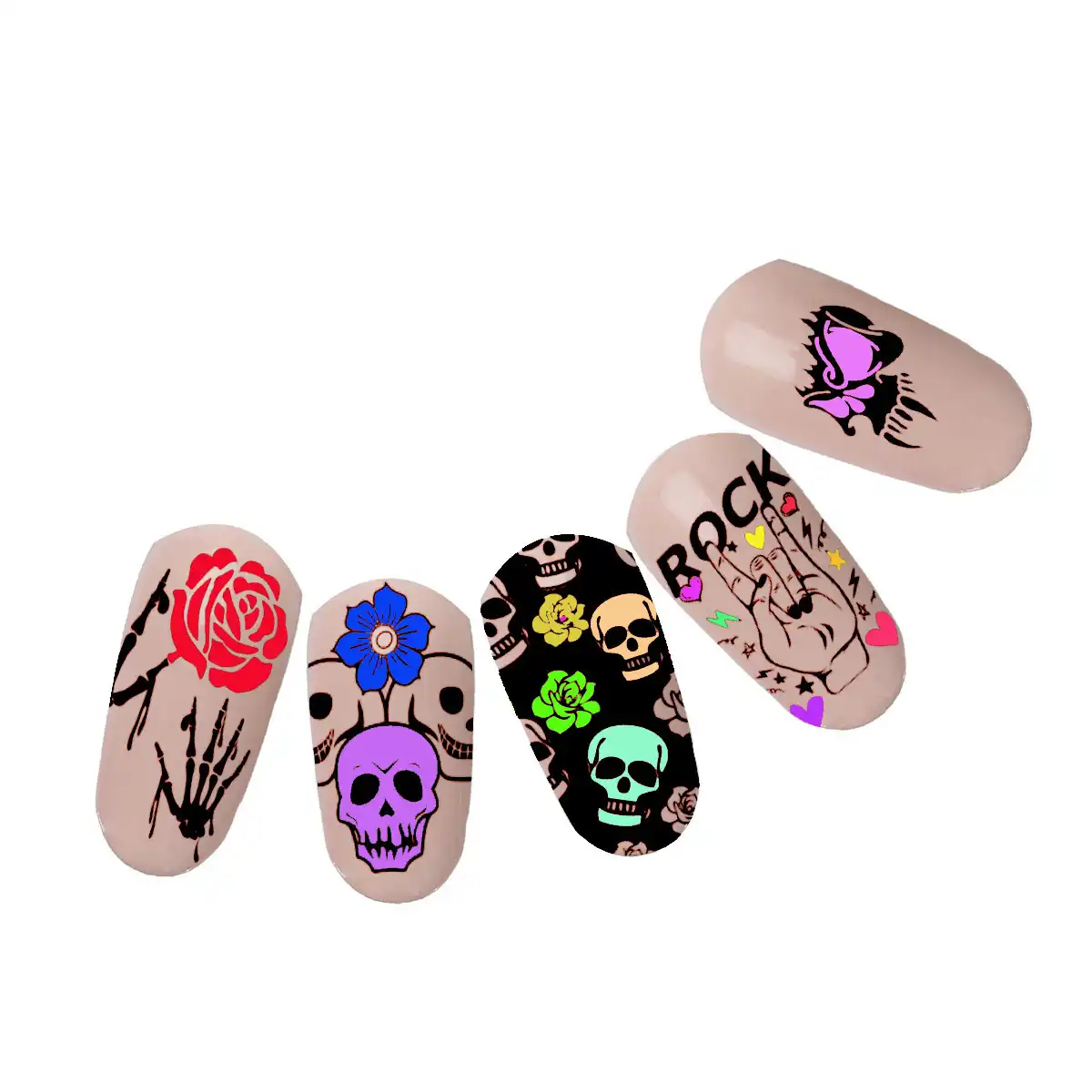 Skull Bone Nail Stamping Plates Rose Death Beauty Image Steel Template Nail Art Stamp Template Halloween Manicure Stencil Tool Aliexpress