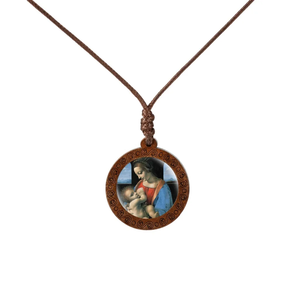 

Leonardo Da Vinci Famous Paintings Necklace Mona Lisa The Last Supper Statue of Horse Vintage Bronze Chain Necklace for Women