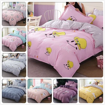 

Pink Grey AB Side Duvet Cover Adult Kids Soft Cotton Bed Linens 3/4 pcs Bedding Set Single Twin Queen King Size Sheet Pillowcase