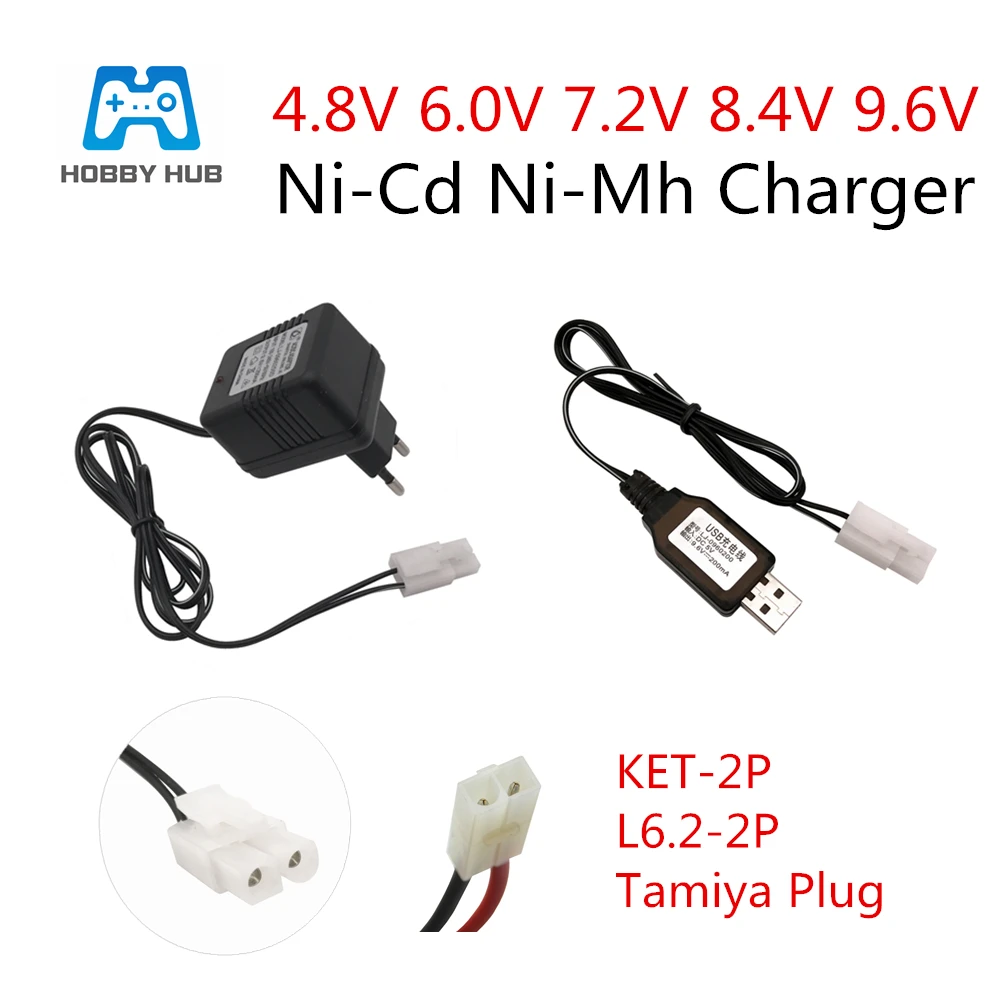 7.2V Ni-Cd Ni-MH Rechargeable AA Battery Pack Charger w/ JST-2P Plug for RC Toys 