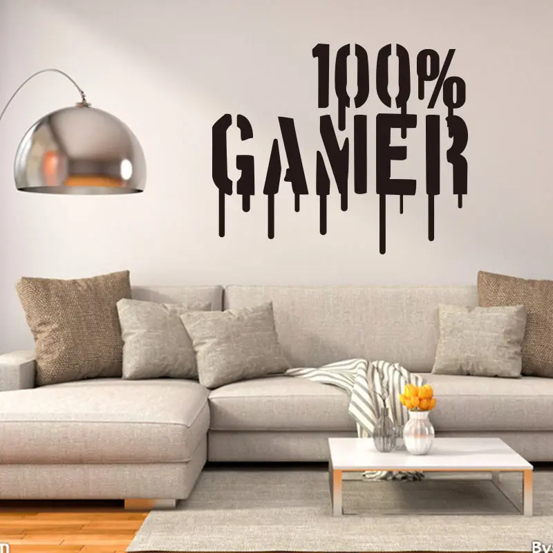 Gamer Stickers muraux Auto-adh/ésif Stickers muraux Personnalit/é D/écoration Autocollant texte Gamer Controller BESLIME Stickers Muraux avec PVC Sticker Mural