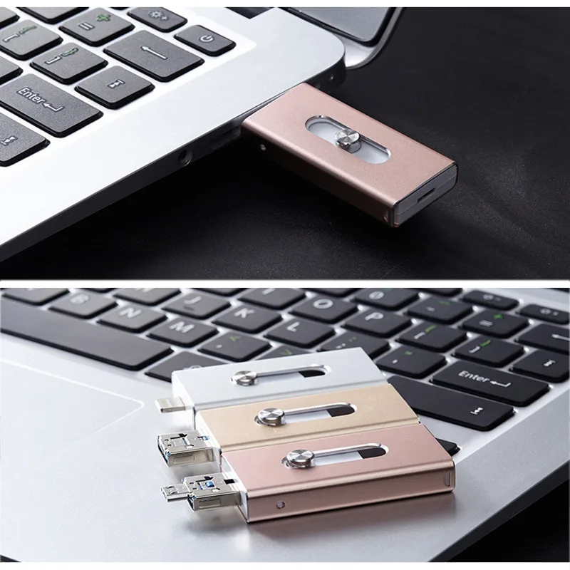 Dropshipping USB Flash Drive For iPhone X/8/7/7 Plus/6/6s/5 ipad Metal Pen drive HD Memory Stick 8G 16G 32G 64G 128GFlash Driver