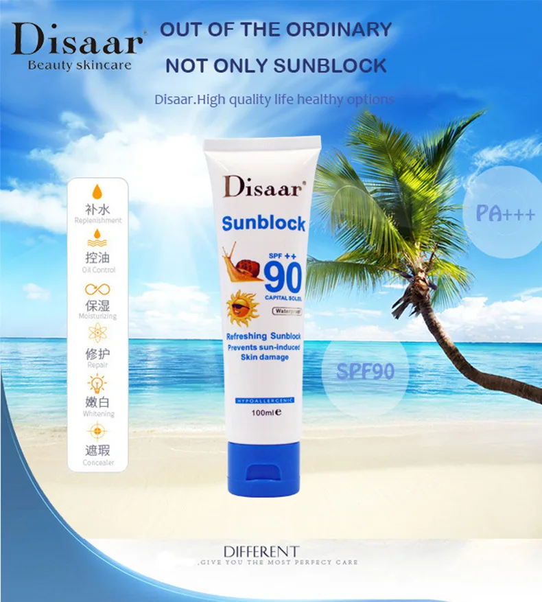 

Dropship Whitening Sunblock Cream spf 90 Big Capacity 100G Sunscreen Skin Repair Lightening Lotion Protetor Solar Para Pele Crem