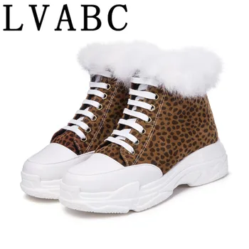 

LVABC 2018 Women Snow Boots Thick Bottom Platform Waterproof Ankle Boots For Women Thick Warm fur Winter Warm Boots size 31-46
