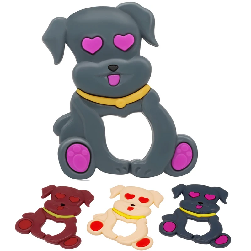 

Cartoon Dog 1pc Baby Teether Cute Toys BPA Free DIY Nursing Teething Pendants Food Grade Silicone Teether
