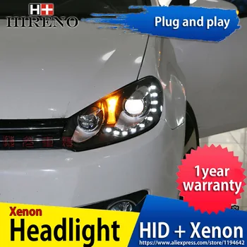 

Hireno Headlamp for 2009-12 Volkswagen Golf 6 Headlight Headlight Assembly LED DRL Angel Lens Double Beam HID Xenon 2pcs
