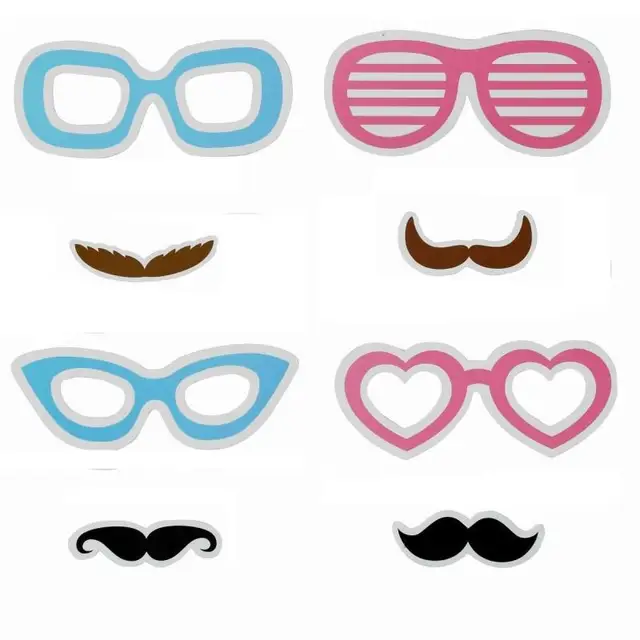 Photo Baby 30pcs DIY Photo Props BabyShow Decoration Birthday Party Kids Favors Fun Mask Photography Event Supplies