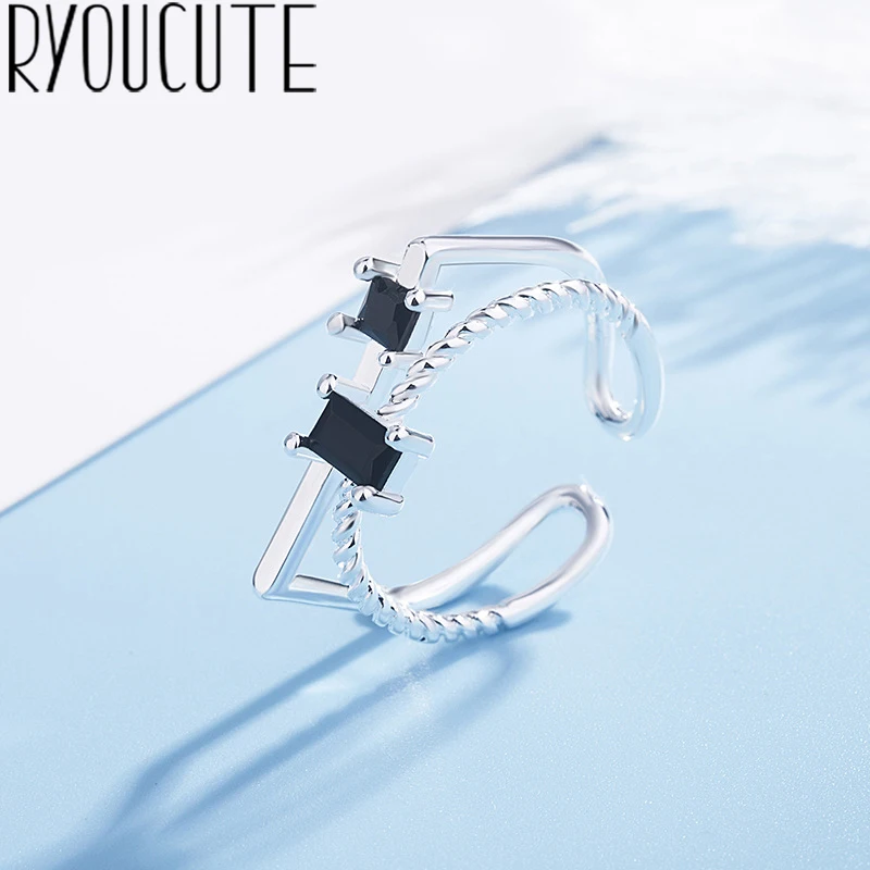 

Punk Style Vintage Retro 925 Sterling Silver Zircon Rings for Women Romantic Adjustable Large Antique Finger Rings Anillos