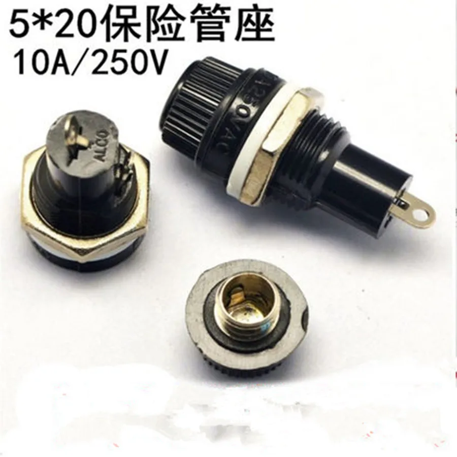 10А 250 в держатель предохранителя для Dia.5X20mm предохранитель через отверстие, 100 шт/лот