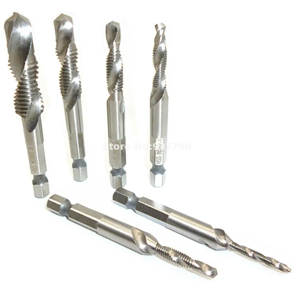 6pcs Drill Tap Countersink Metric M3 M4 M5 M6 M8 M10 High Speed Steel
