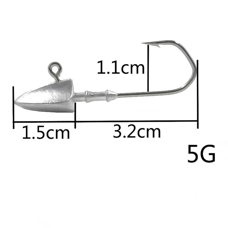 5 шт./лот, крючки для свинцовых головок 3,5 г, 5 г, 7 г, 10 г, 14 г, 21 г, крючок для джига, приманка, крючок, острые разноцветные мягкие рыболовные снасти, крючки, аксессуары - Цвет: 5g