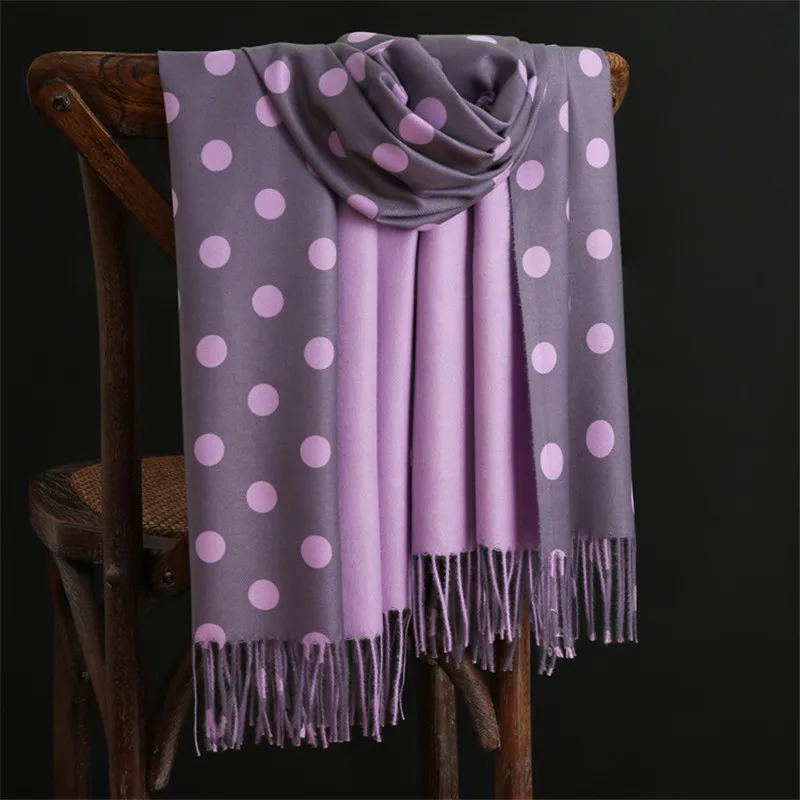 

2019 New Winter Warm Cashmere Scarves Dot Pattern Pashmina Bandana Long Tassels Women Thicken Wraps and Shawls Female Foulard