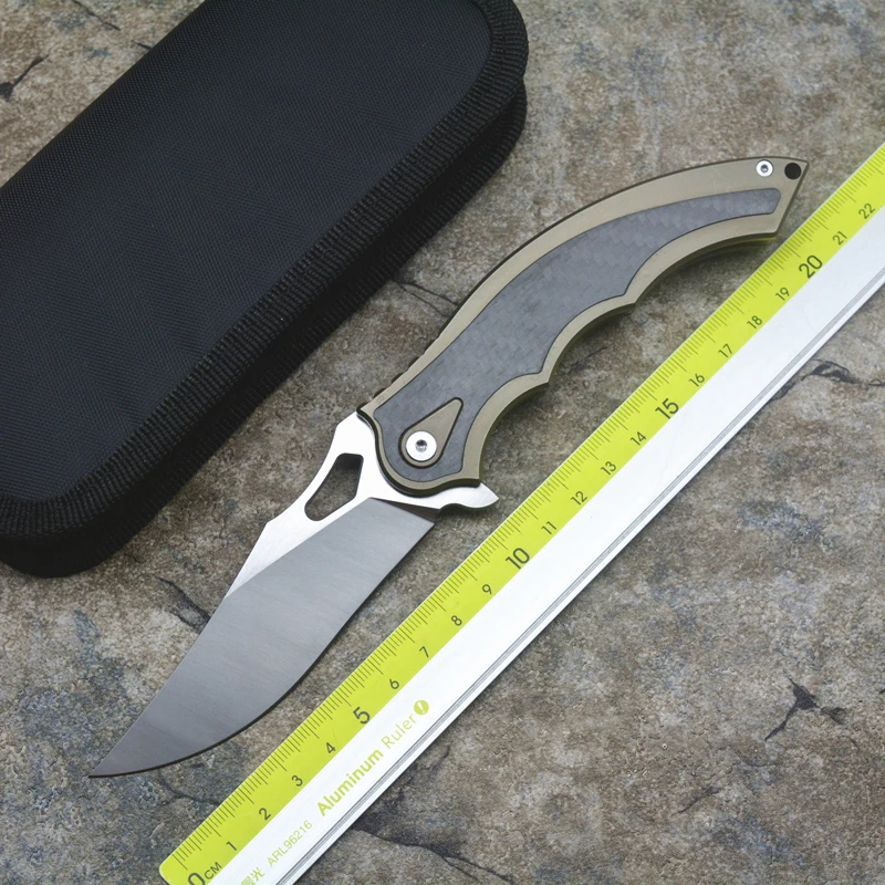

NEW Wing claw Flipper folding knife M390 steel TC4 Titanium+CF handle outdoor camping hunting pocket fruit Knives EDC tools