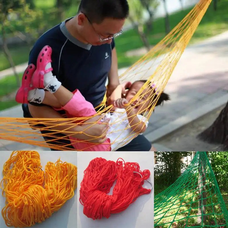 

240*80cm Outdoor Hammock 9 Strands Nylon Rope Mesh Hammock Portable Leisure Swing Hanging Nap Bed