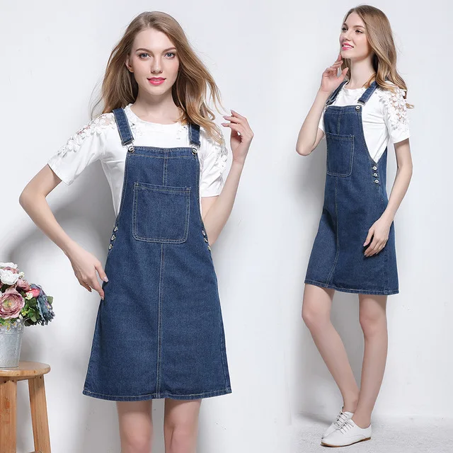 

Explosive summer women's denim strap dress Street hipster collage / stitching slim strap dress