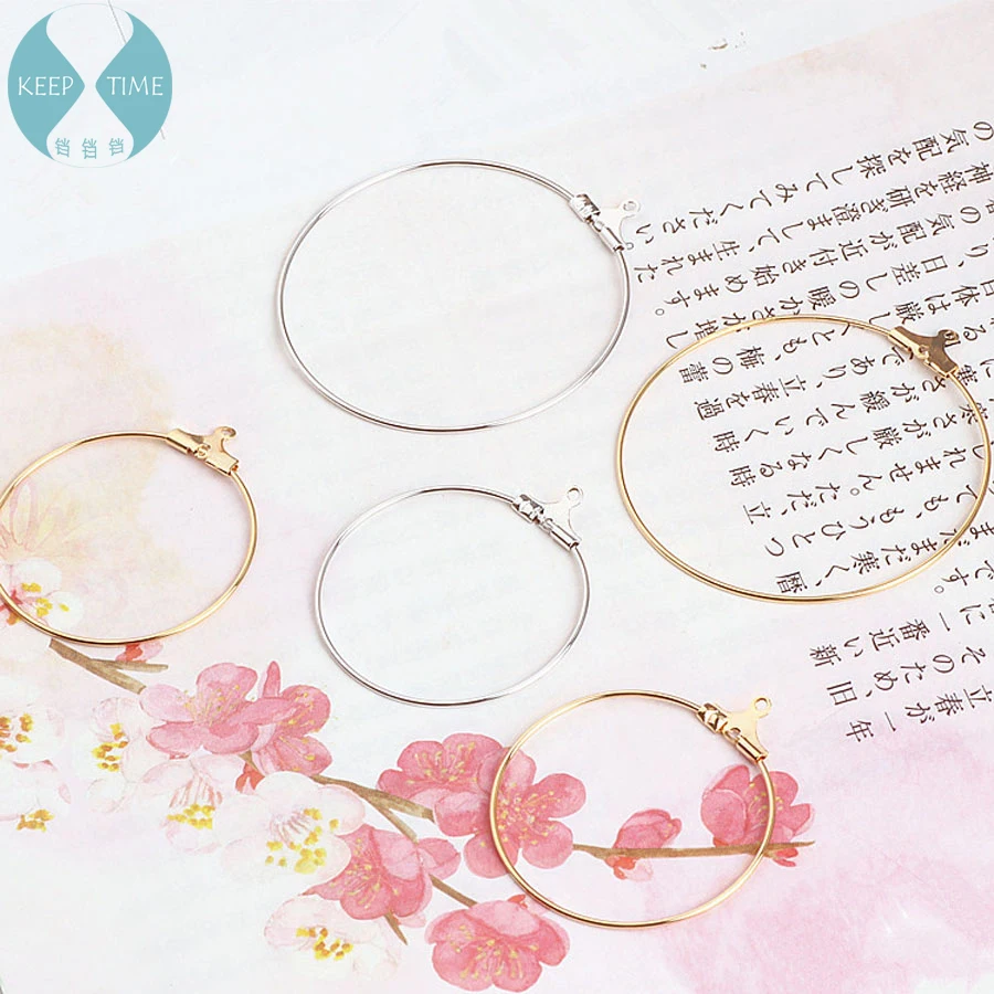 

DIY handmade jewelry accessories real gold plating simple circle earrings circle earrings earrings material pendant pendant