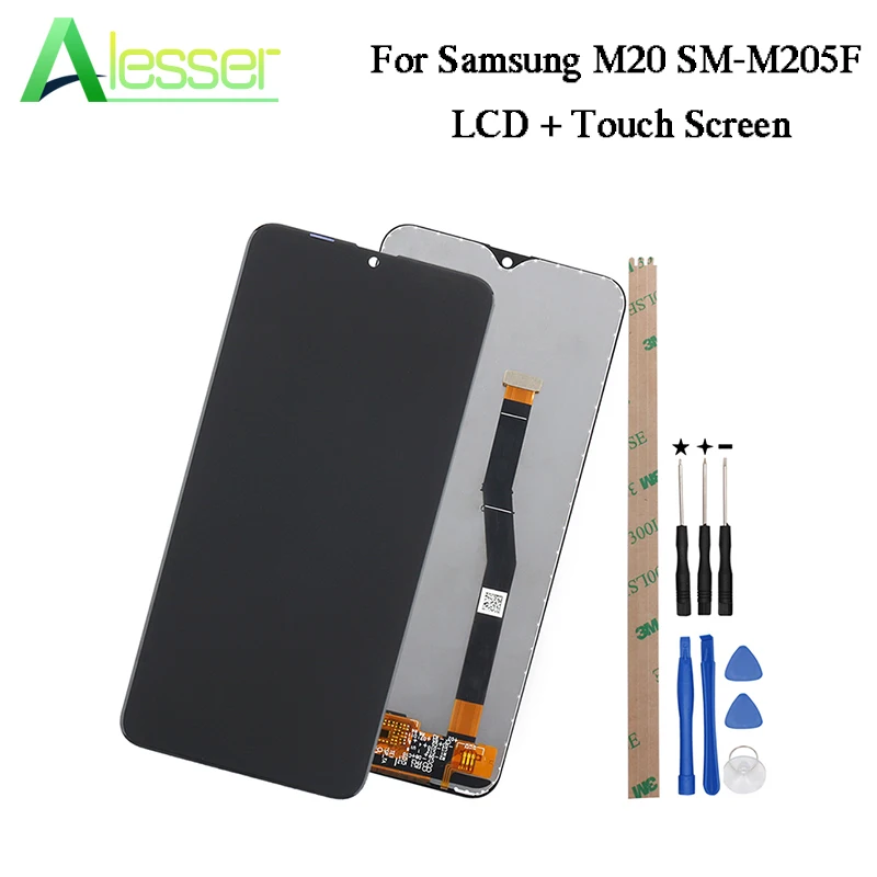 

Alesser For Samsung Galaxy M20 SM-M205F LCD Display And Touch Screen Digitizer Assembly For Samsung M20+Tools Brightness Adjust