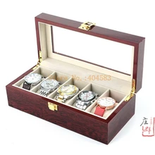 5 Слот стеклянный деревянный красного дерева упаковки смотреть ящик с подушками