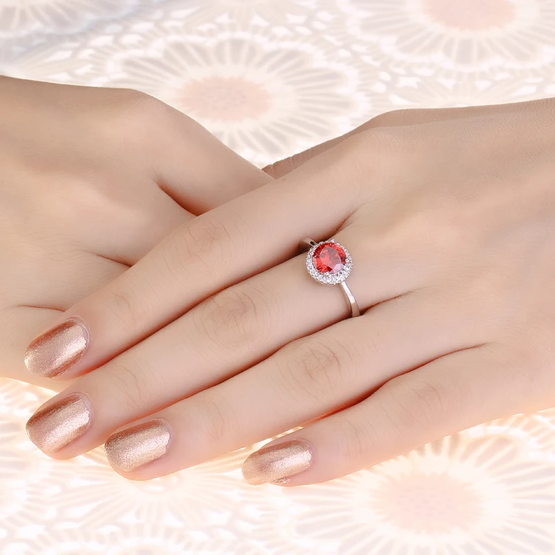 Lateefah простой июля Solitaire Rock N Rose красный круглый кристалл кубического циркония