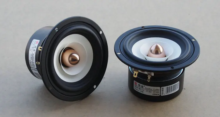 

Audio Labs High Performance 4inch Full Range Speaker Pair Mixed Paper Cone Aluminum Bullet 4/8ohm 25W Round Frame Version