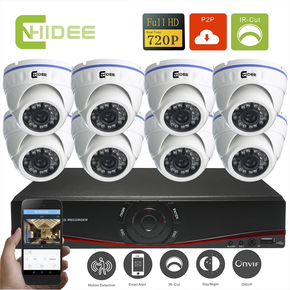 Cnhidee Security IP NVR Surveillance Cameras CCTV System 8CH IP Cameras
