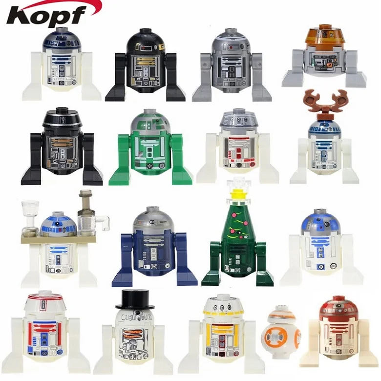

Single Sale R3-D5 Reindeer Christmas R2D2 With Tray Robot BB8 Han Solo SW424 RSF7 Space Building Blocks Children Gift Toys