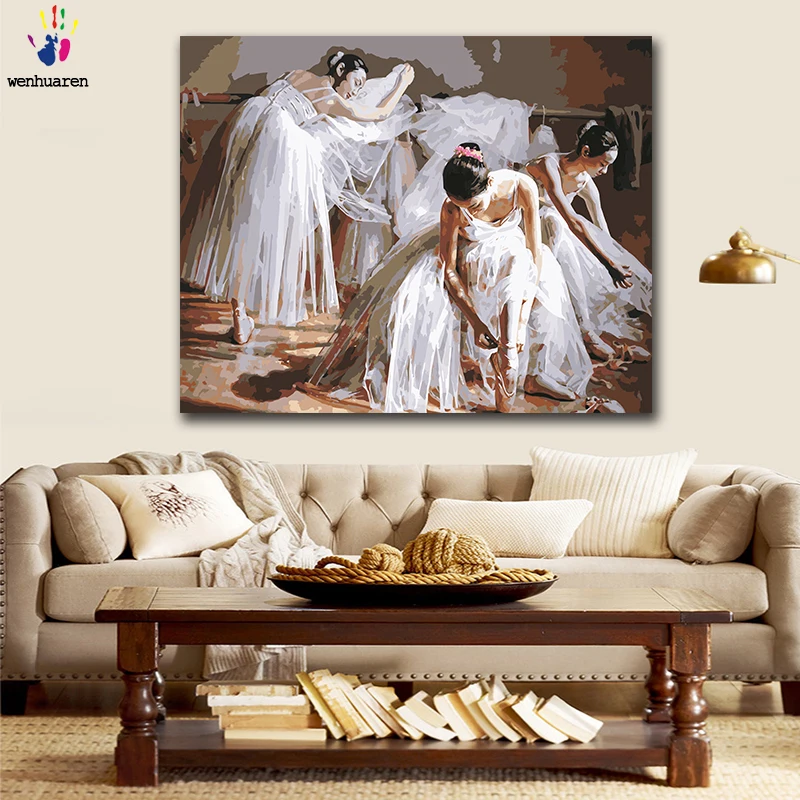

DIY colorings pictures by numbers with colors Classroom ballet student picture drawing painting by numbers framed Home