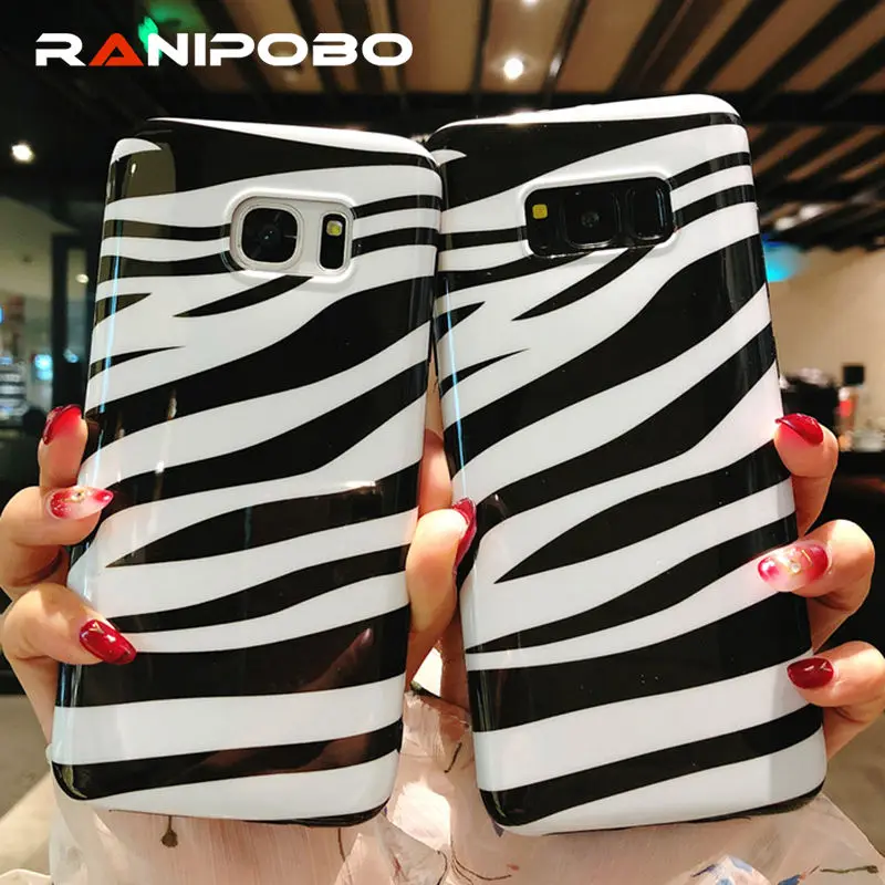 

Fashion Glossy Zebra pattern Phone Case For Samsung S7 edge S8 S8 Plus S9 S9 Plus Note 8 Cool Soft TPU protection Back Cover