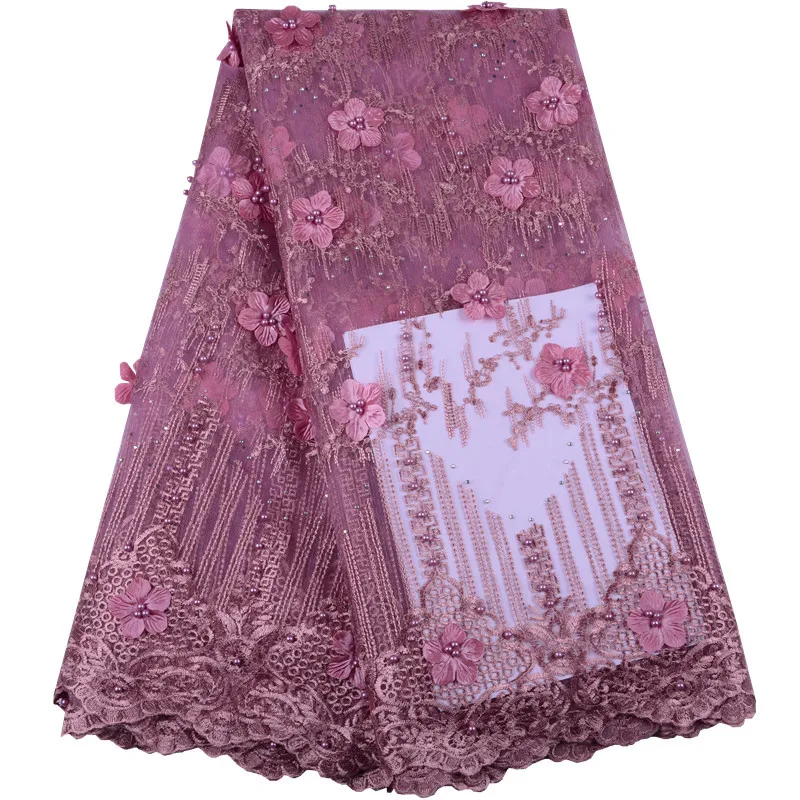 

Hot Sale 2019 Nigerian Lace Fabrics Latest Stones Mesh African Lace Fabric High Quality Wedding French Net Lace FabricA1477