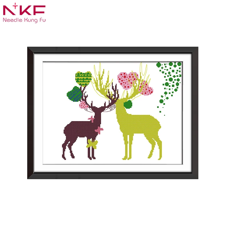 

NKF chinese counted cross stitch kits patterns printed on canvas embroidery needlework sets dmc Abstract painting deer