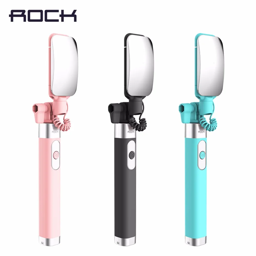 

ROCK Universal Mirror Selfie Stick for IOS/ Android Luxury Phone Wired Selfie Stick Phone Holder Camera Para Monopod