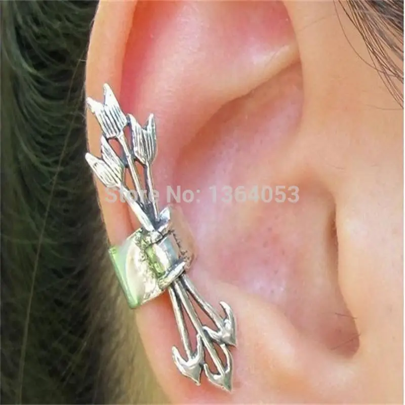 

Free Shipping American Big Retro Fashion Punk Style Three Arrows No Hole Ear Clip Cuff Earrings -E268