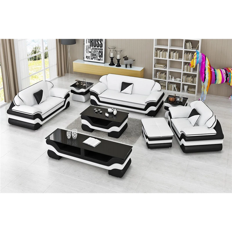 

promotional black white leather lounge suite sofa set for living room
