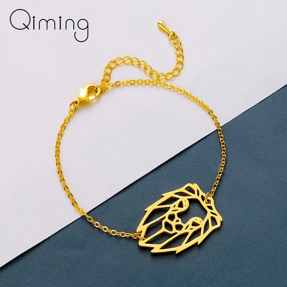 

Stainless Steel Vintage Origami King Lion Animal Bracelet Women Men Multicolor Punk Charm Zodiac Chain Bangles Birthday Gift
