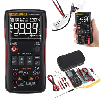 

Q1 True-RMS Digital Multimeter Auto Button 9999 Counts Analog Bar Graph Tester