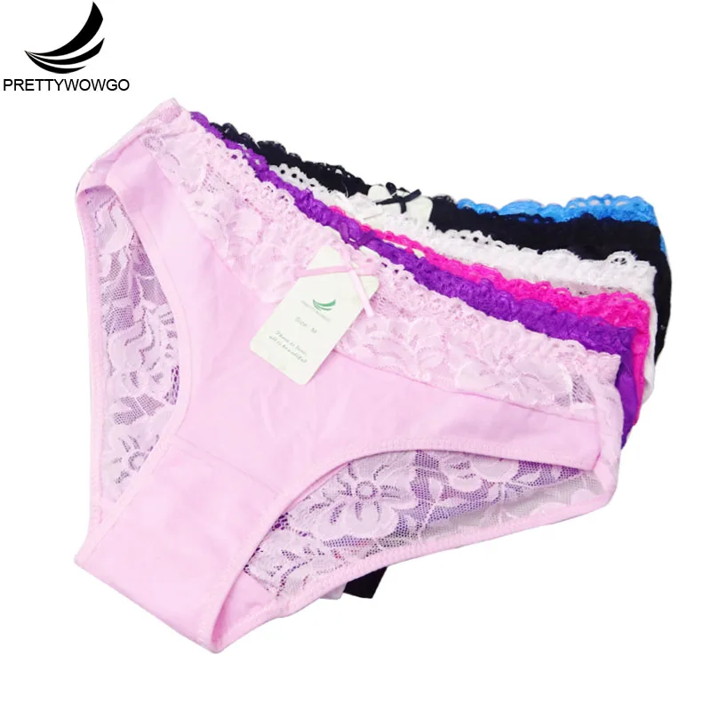 

Prettywowgo 6 pcs/lot Women Underwear 2020 Sexy Lace 6 Candy Color Women's Cotton Panties 887