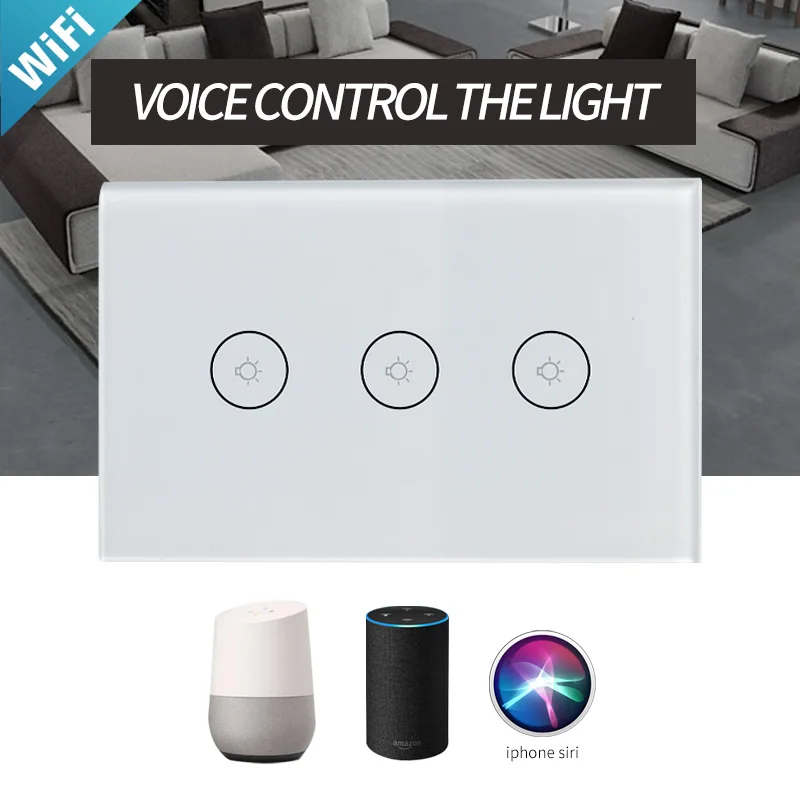 Skup US Wifi inteligentny przełącznik ścienny dotykowy szklany Panel komórkowy tuya i inteligentne życie APP pilot zdalnego sterowania pracy z Amazon Alexa Google domu