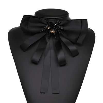 Мода snoops новая классическая ткань зажим для женщин галстук Броши «бант» Горячая Мода милый бант очаровательные массивные броши для шарфов булавки - Окраска металла: Black