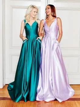 

Satin Prom Dress Long Satin Plus Size Satin Satin With Pockets Vestidos De Festa Longo Graduation Dress Robe De Soiree Longue