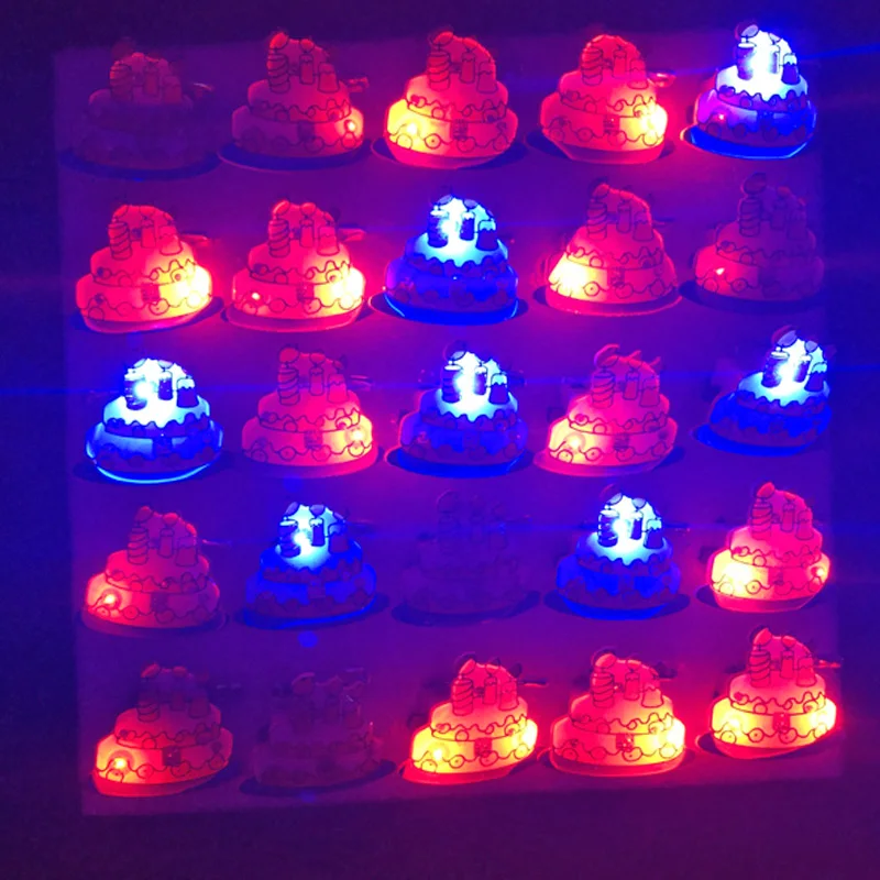 GlowLight UpLuminous FlashChildLed Toy Birthday Cake Brooch Glow In The Dark Birthday Christmas Wedding Party Gift  (2)