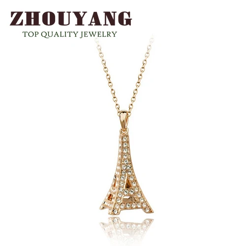 Высокое качество, модная Эйфелева башня, розовое золото, ожерелье, подвеска, ювелирное изделие, Сделано с австрийским кристаллом ZYN085 ZYN086 - Окраска металла: Покрытие из розового золота