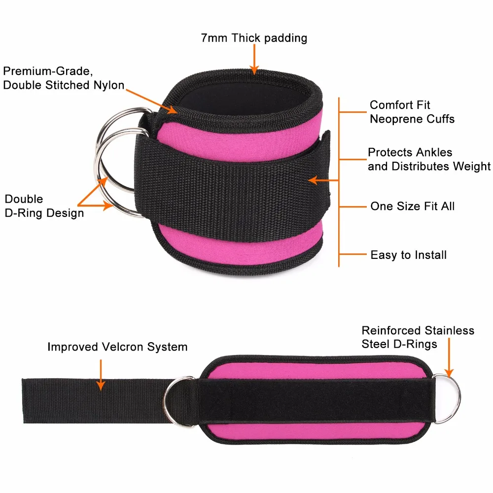 1 пара лодыжки манжеты d-кольцо лодыжки ремень для кабельных машин и Эспандеры для тяжелой атлетики ноги тренажерный зал стрейч тренировки