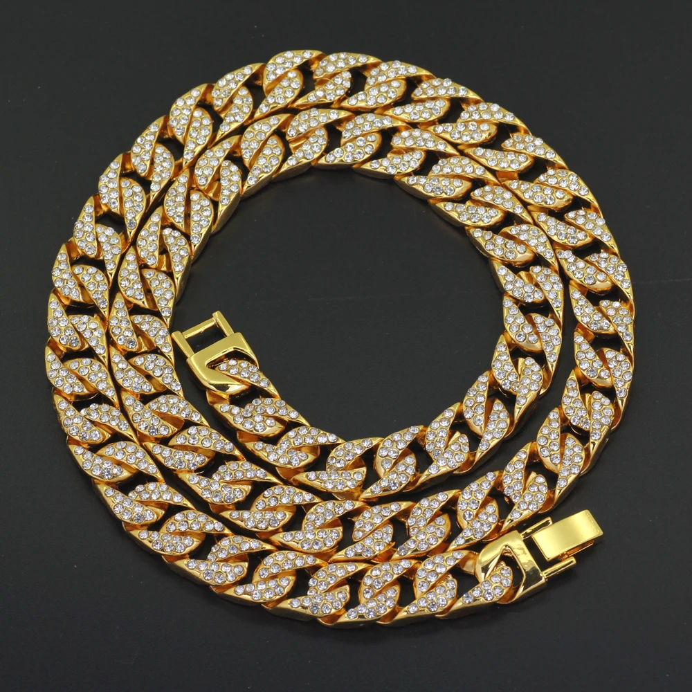 

Hip Hop Iced out Cuban Chain 14mm 30inch Cuban Link Chain Necklace Bling bling Jewelry N881