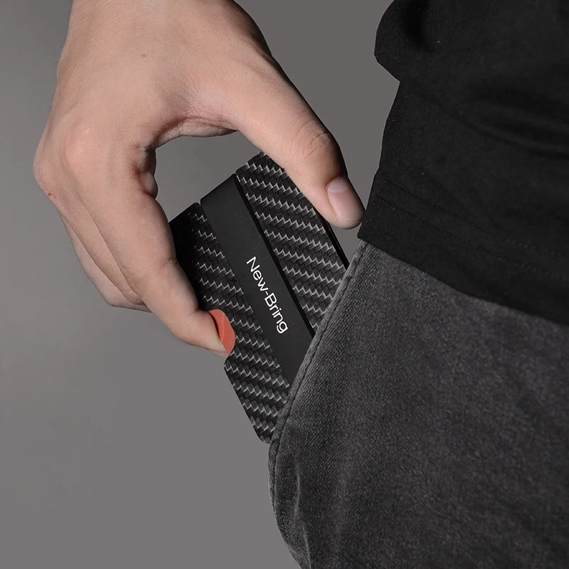 Newbring натуральная компактный углерода Волокно мини-зажим для денег Кредитной Карты Рукава ID держатель с RFID Анти-Вор карты кошелек