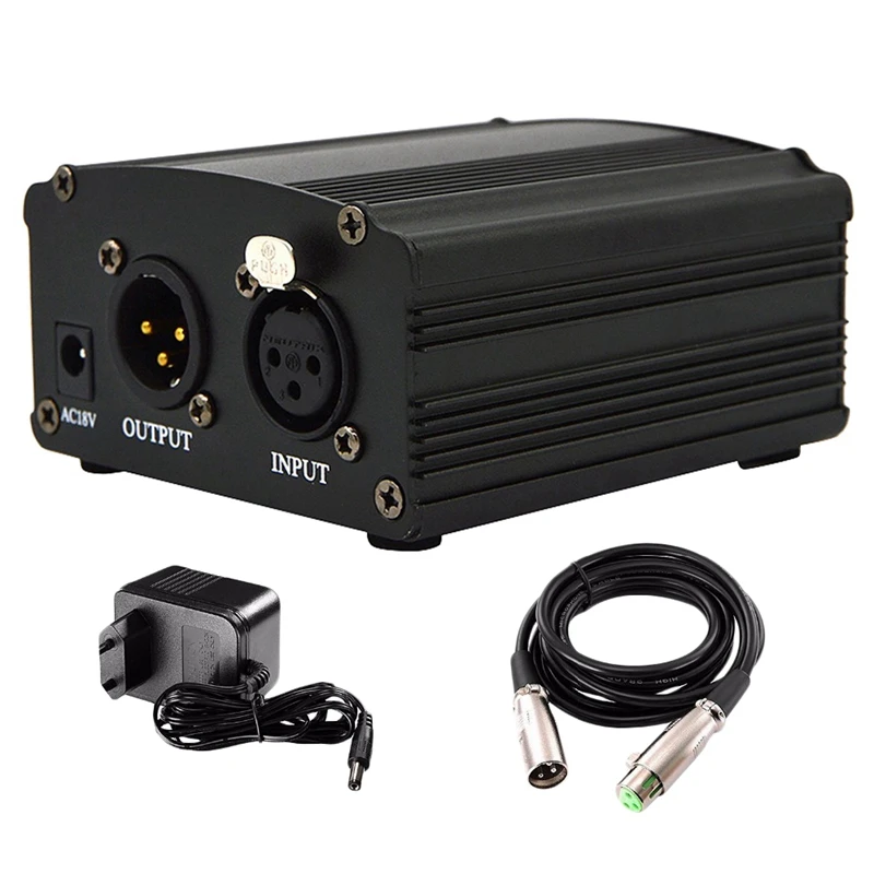 Профессиональная машинка для стрижки 48V Dc Phantom Питание Подлинная Professional для студии Запись, конденсер, микрофон, для компьютера - Цвет: Черный