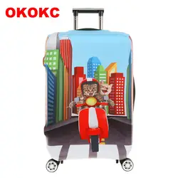 OKOKC милые кошки толстый путешествия Чемодан чемодан защитная крышка для магистральных относятся к 18 ''-32'' чемодан Крышка эластичные