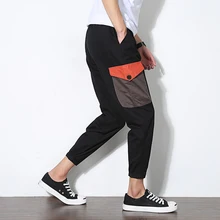 M-5XL! Новинка; Лидер продаж! Летние мужские повседневные брюки; большие размеры; тонкие брюки длиной до щиколотки; обтягивающие брюки; цвет блок; decora; костюмы