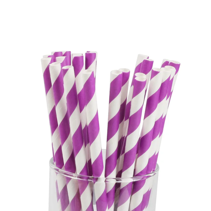 

25pcs/lot disposable paper drinking straws purple children birthday party decorations gift baby shower wedding party supplies