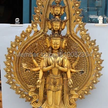 3" Клеймо Китайский Бронзовый Свинка 1000 Arms Авалокитешвара Кван-инь Гуаньинь Статуя