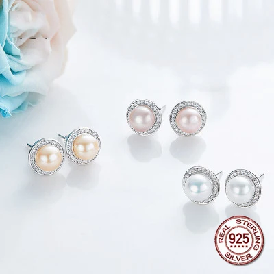 

URORU Earrings, Fashion 925 Sterling Silver Push-back Stud Earrings for Women Flamingo Pink Enamel Long Pendant Earrings